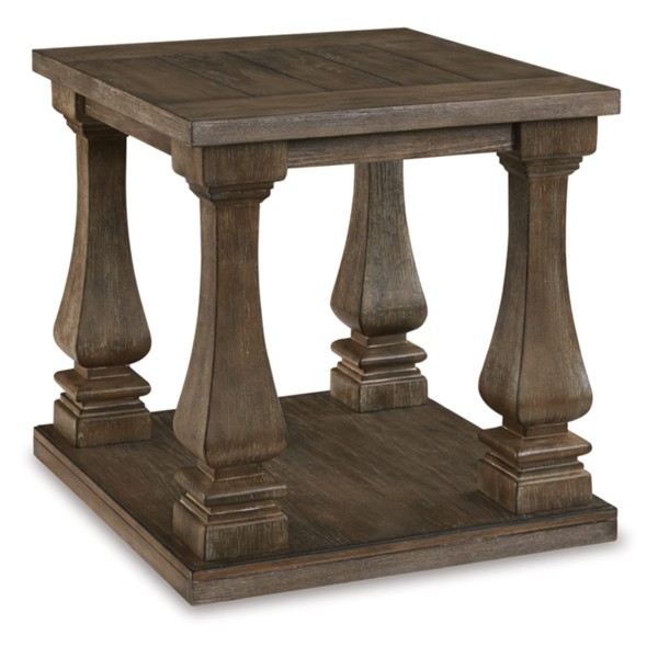 Signature Design by Ashley Johnelle Modern Country Rectangular End Table, Weathered Brown