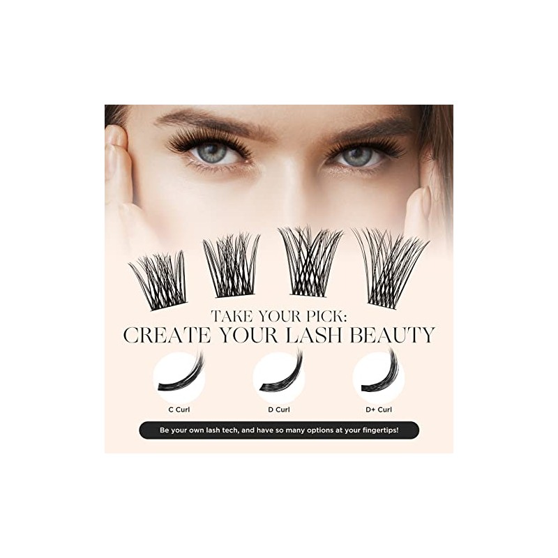 LASHVIEW Cluster Eyelashes, Pack of 144 DIY Extensions, Mega Volume,