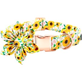 Sunflower Dog Collar - Adjustable for Large Girls with Flower Pattern