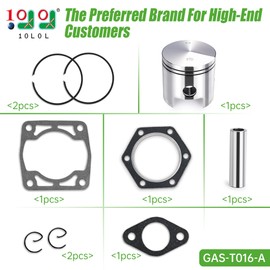 10L0L Piston and Piston-Rings-Gasket-Kit for EZGO 2 Cycle Gas Golf Cart 1976-1988, 72mm Standard Bore 244cc EC25-DS EC25 2PG Engine, Replaces OEM 14997-G1 14554-G1, Durable Engine Rebuild Kit
