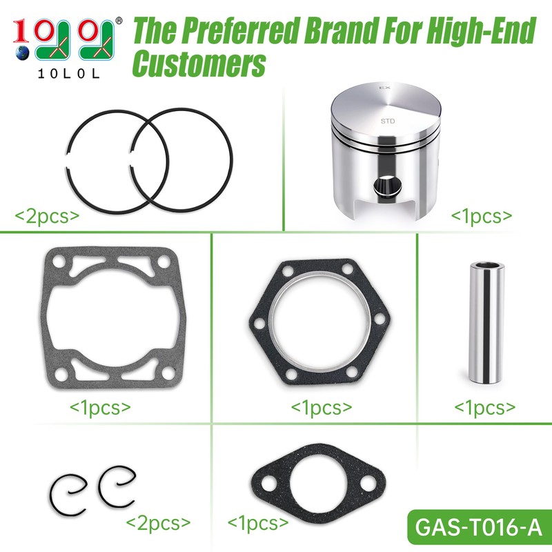 10L0L Piston and Piston-Rings-Gasket-Kit for EZGO 2 Cycle Gas Golf