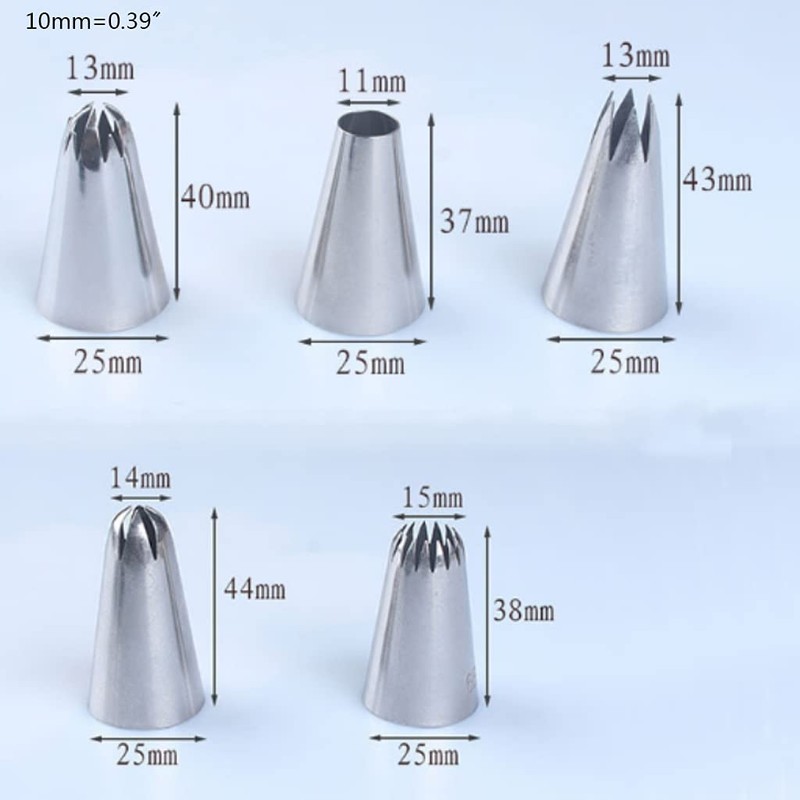 Pommee (1 Set of 5 Large Nozzles for Baking, Made