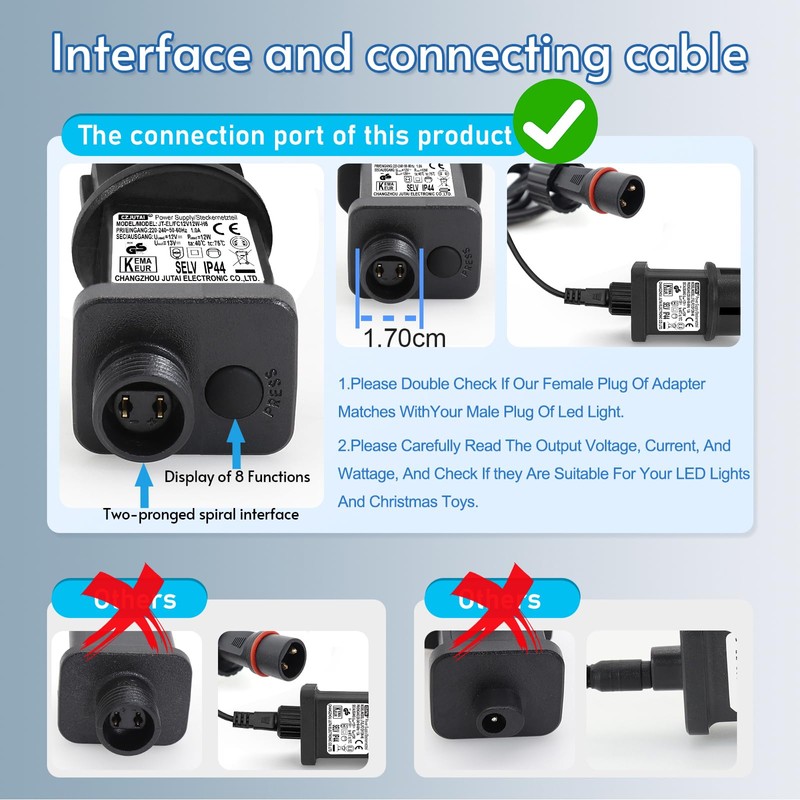 CZJUTAI LED Trafo IP44 Netzteil für Weihnachtsbeleuchtung mit Stecker -