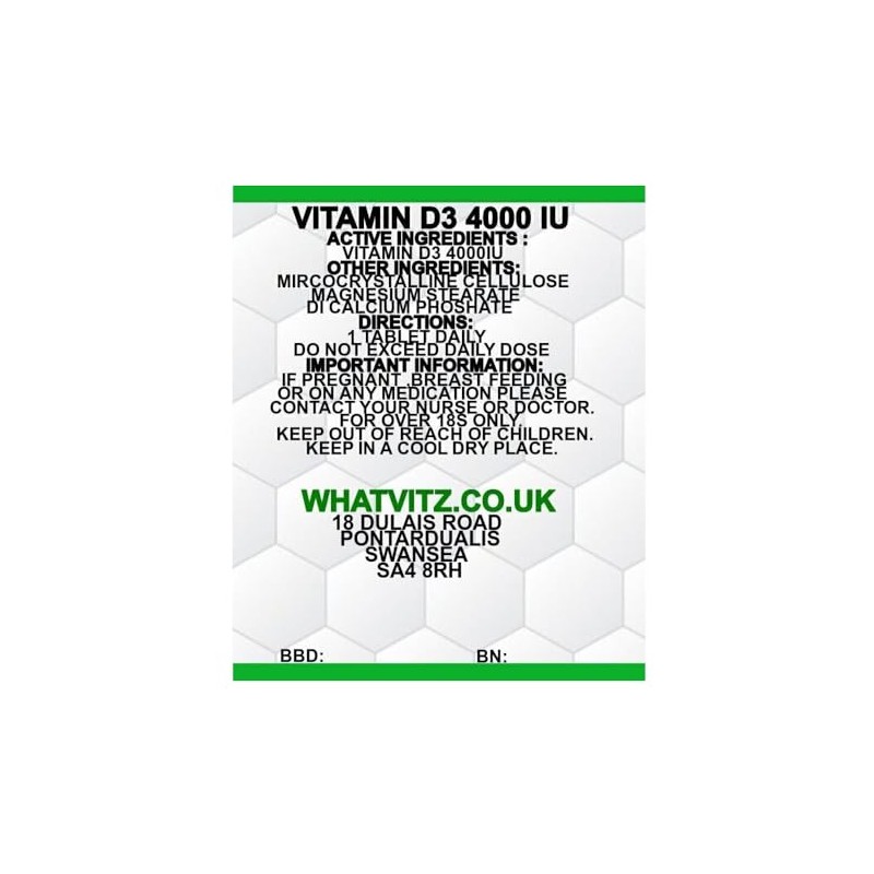 Vitamin D3 4000IU HIGH Strength 120 Tablets