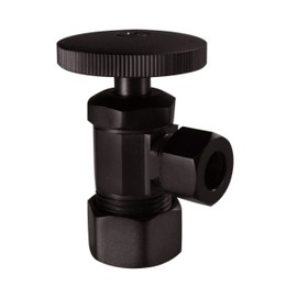 Westbrass A105-12 Round Handle Angle Stop Shut Off Valve, 1/2" Copper Pipe Inlet with 3/8" Compression Outlet, Oil Rubbed Bronze
