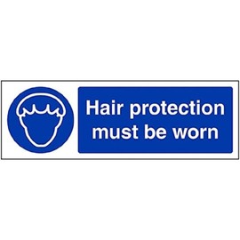 V Safety Hair protection must be worn-300x100mm-Magnetic Safety Sign