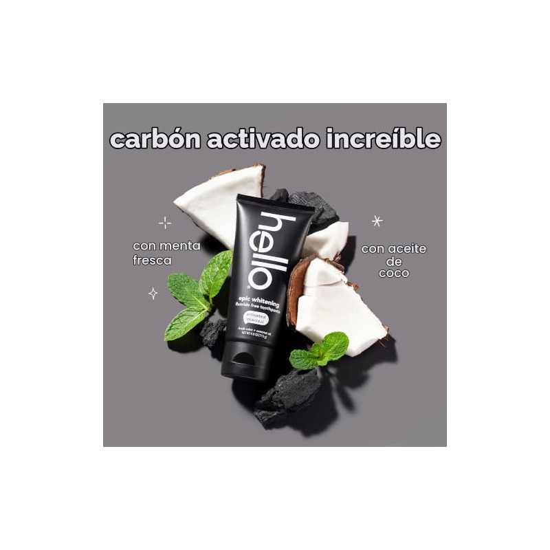 Hola Cuidado oral activado carbón dientes blanqueamiento sin fluoruro y