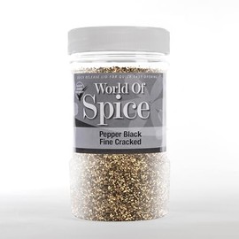 World of Spice Fine Cracked Black Pepper 370g Catering Jar – Premium 100% Natural Grinder Refill Seasoning and Cooking Spices for Home Cooks & Commercial Kitchens