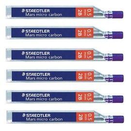 Staedtler Mars Micro Carbon 250 Pencil Leads 0.5mm 2B 6 Tubes/Packs (72 Leads) 2B