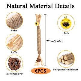 ZDQC 6 Stück Knabberstangen Katze,Matatabi Kaustangen,Katzen Sticks zur Zahnreinigung,Katzenminze Sticks für Katzen,Katzen Zahnpflege Spielzeug,Katzenminze Spielzeug mit Glocke