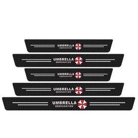 SSyang Pack of 5 Car Door Sill Protectors, Rear Bumper, Carbon Protective Film, Door Sill Protector, Scratch Protection, Abrasion and Strong Adhesion, Resistant for Rear Door, Front Door, Boot