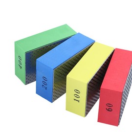 POHOVE 4 Pcs Diamond Hand Polishing Pads for Ceramic Tile Glass Grinding Blocks Polishing Sanding Block 60# 100# 200# 400#