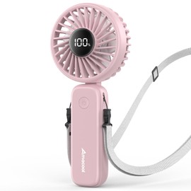 AMACOOL Handheld Fan Foldable, 5000mAh Rechargeable Hand Fans with Powerful Cooling, 4 Speeds, LED Display, Portable Fan for Travel,Concerts,Makeup,Lash,Outdoor Events,Gifts Women