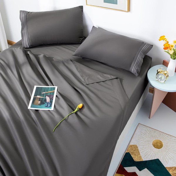 LBRO2M Microfiber Sheets Deep Pocket 4 Pcs Sheet Set Queen