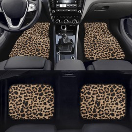 Leopard Car & Auto Floor Mats Women Men 4-Piece Full Set All Weather Universal Front & Rear Automotive Floor Mat Fit for SUV Sedan Truck Van Design 11