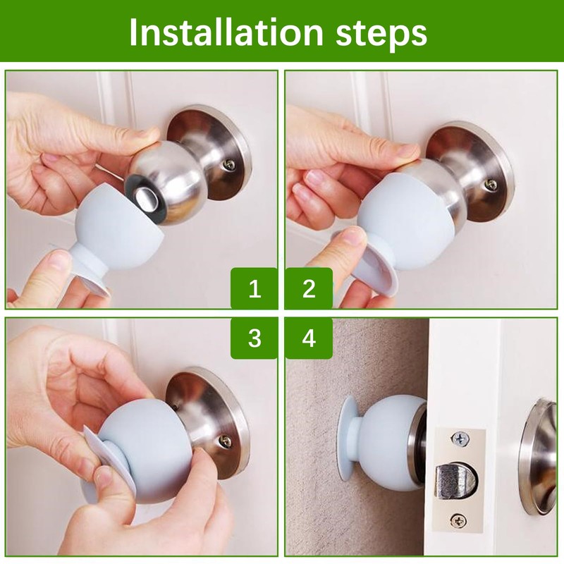 HEMIPLEGIA 3-Pack Silicone Doorknob Covers, Round Door Knob Protectors -
