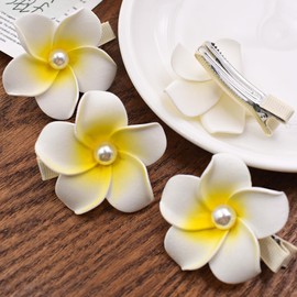 4Pcs Plumeria Shape Hair Clips 2.1" Vivid Mixed Color Hair Clips Women Girls Summer Hair Accessories