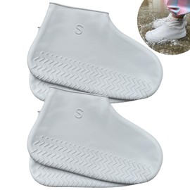LSDWL - Fundas impermeables para zapatos, 2 pares, fundas de silicona reutilizables y antideslizantes para exteriores, fundas de zapatos de lluvia para mujeres y hombres (gris, S)