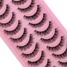 Clear Band 3D False Eyelashes, Natural Eyelashes, Pure Handmade Natural Look Fluffy Artificial Eyelashes, Multipack Strip Lashes, 10 Pairs (XM02)