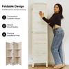 Room Divider with Shelves, 5.6 Ft Tall Folding Wood Screen