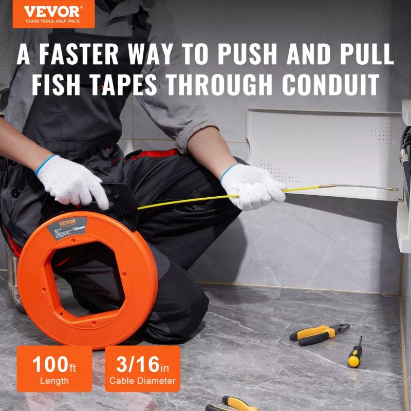 Vevor Cinta De Pescado, 100pies 3/16 Pulgadas Extractor De Alambre