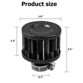 BESULEN Air Intake Filter Breather, 0.47 inch Universal Cold Air Filter, 12mm Car Turbo Vent Air Intake Filter Cleaner, Crankcase Breather Compatible with Car and Motorcycle Engine Parts (Carbon)