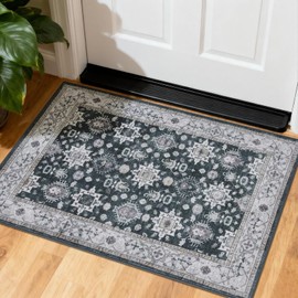 WEZVIX Washable 2x3 Small Entryway Rug,Boho Vintage Oriental Doormat,Non Slip Rubber Backing,Soft Low Pile Small Area Rug for Entryway,Kitchen, Front Door Indoor Entrance,Kids Room