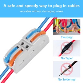 MELIFE 10PCS Lever Wire Connectors, 2 in 2 Out Quick Wire Connectors, Electrical Lever Nuts Wire Connectors Push-in Conductor Terminal Block AWG 28-12