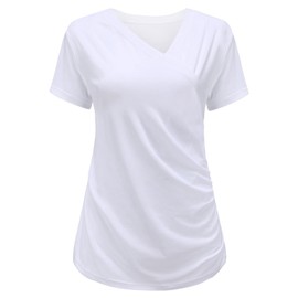 Liu & Qu Womens Maternity Nursing Tops Short Sleeve Breastfeeding Shirts Heather V Neck Clothes