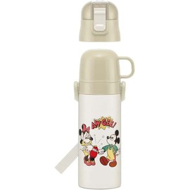 Skater SKDC4-A Children's Stainless Steel Water Bottle, 2-Way Direct Drinking, 16.5 fl oz (470 ml), Cup Drinking, 15.2 fl oz (430 ml), Mickey & Friends Cooking, Lightweight, For Girls, Boys, Hot and Cold Water Bottle, Sports Bottle, Cute, Kids, Children,