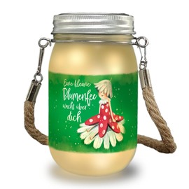 Flower Fairy Solar Light with Saying "Eine kleine Fee wacht über dich ein liebevolles Dekolicht für die Terrasse Blumenfee Garten Dekoration Solar Mason Jar Fairychenhafte Solarlampe
