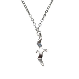 POYAMUSE Seagull Necklace - Sea Inspired Seagull Necklace, Vintage Style Silver Seagull Pendant Jewelry for Women Men Couple Fans - Silver