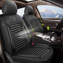 JIAMAOXIN Seat Covers Fit for Toyota RAV4 2013-2024 2025: Breathable Leather Waterproof Seat Covers Front&Back (5 Seat Full Set,Black)