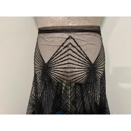 wowfabric4less123 BLACK  Sprinkles Glitter lace fabric 50" width Sold By The Yard