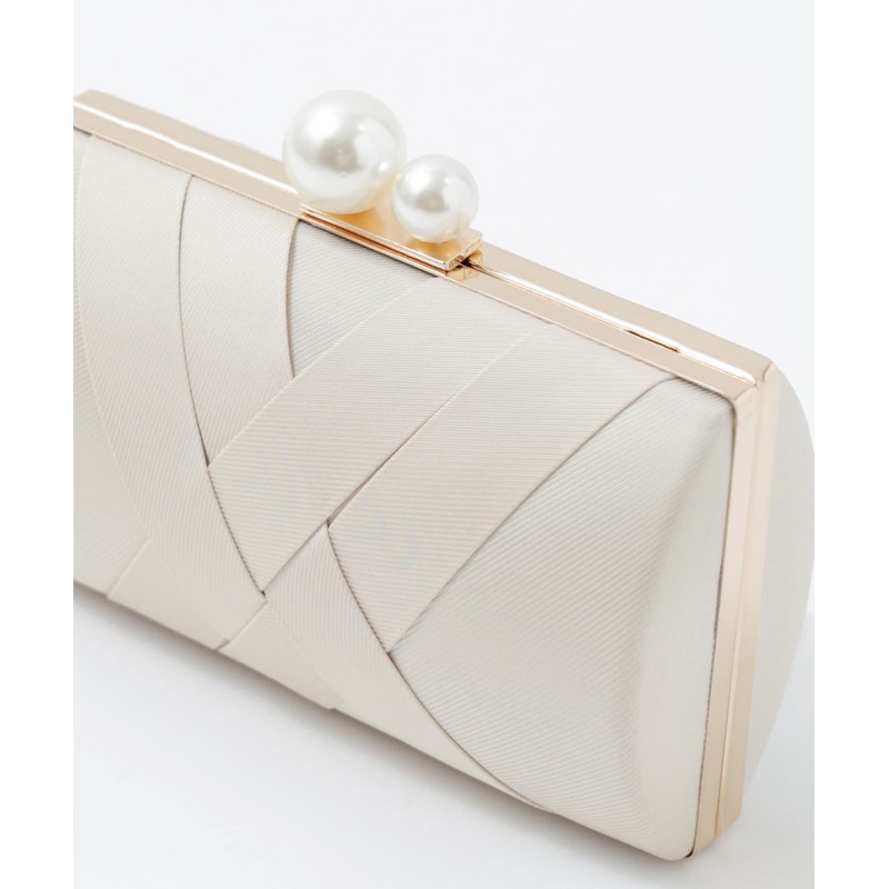 niana Party Bag, Clutch Bag, Handbag, Pearl, Satin, beige