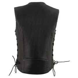 Milwaukee Leather ML1296 Women's Black/Purple Leather Side Laced Motorcycle Vest w/Reflective Tribal - Medium