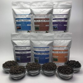 6 Bags – Asian/Indonesian – Combo Bean Box – Roasted To Order Arabica Coffee – Order Today/We Roast Today – Choose Roast Level (Light /Blonde /Medium /Med-Dark /Dark /Italian) (Whole Bean/Ground)