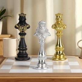 Will Art Museum Chess Statue Decor Piece, Tall Gold Color King Decorative Resin Sculpture, Large Collectible Game Figure Decoration Ornament for Home House Decoration Office Desk