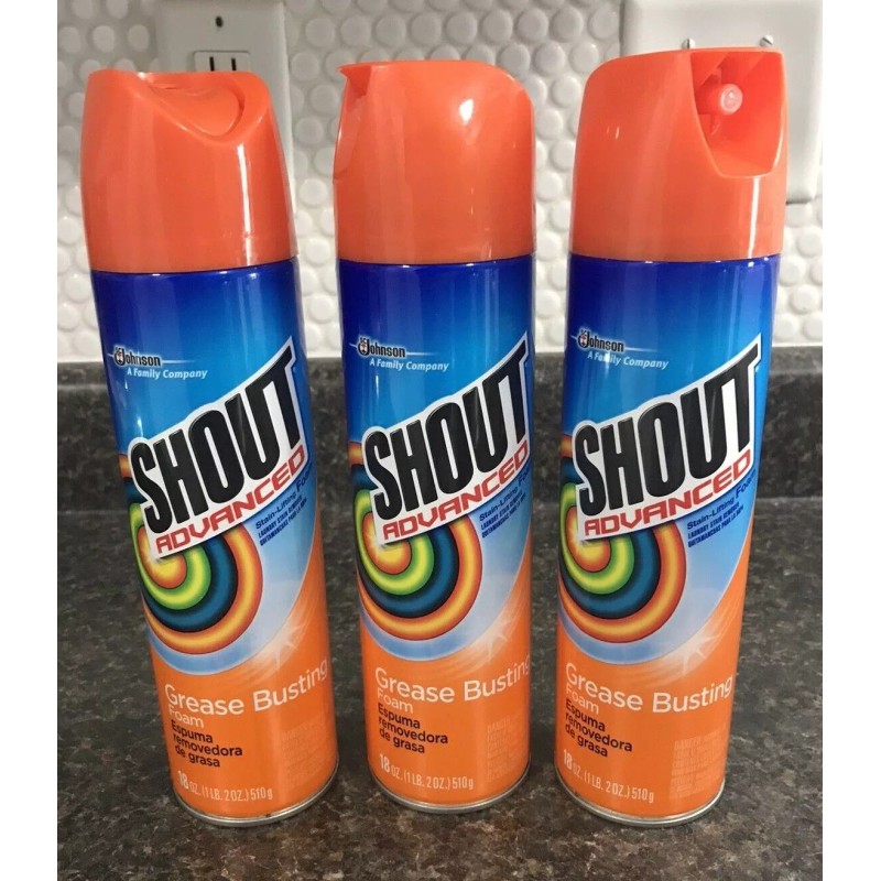 Shout! Factory Lot of 3 Shout Advanced Stain-Lifting Grease Busting