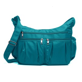 VOLGANIK ROCK Crossbody Purses for Women Shoulder Handbags Lightweight Waterproof Nylon Travel Bag Ladies Pocketbooks(Lake Blue-Large)