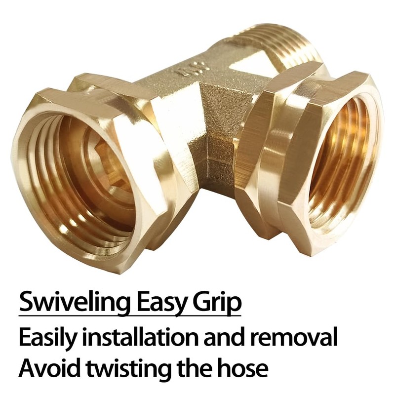 Joywayus 3/4 GHT Threaded Brass Swivel Pipe Fitting Tee T