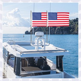 Mindsoft 2 Pack Boat Flag Pole Kit with American Boat Flags Marine 2x3FT and 59" Telescopic Pole, Golf Cart Flag Pole Holder American Flag Pole for Boat & Golf Cart 4th Of July Decorations Outdoor