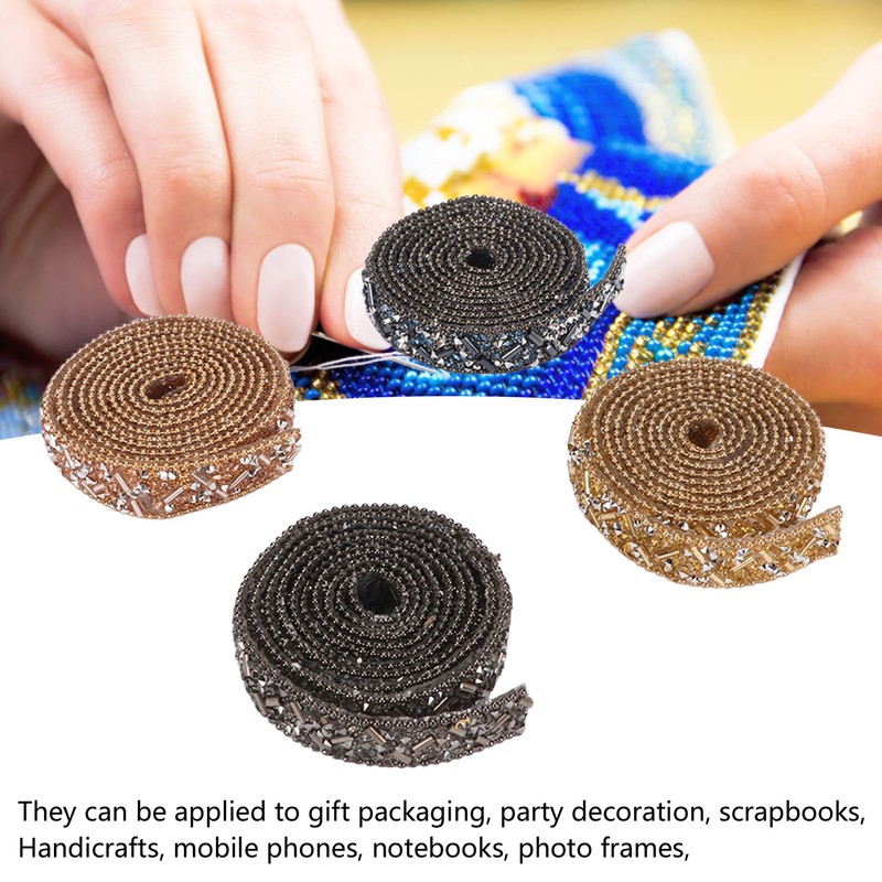 4Pcs Crystal Rhinestone Ribbon Self Adhesive Cuttable Shiny Rhinestone Ribbon
