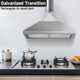 RDUIGT Rectangular to Round Duct 6 Inch Diameter Galvanized Transition Microwave Vent Kit for Connecting Duct Fittings