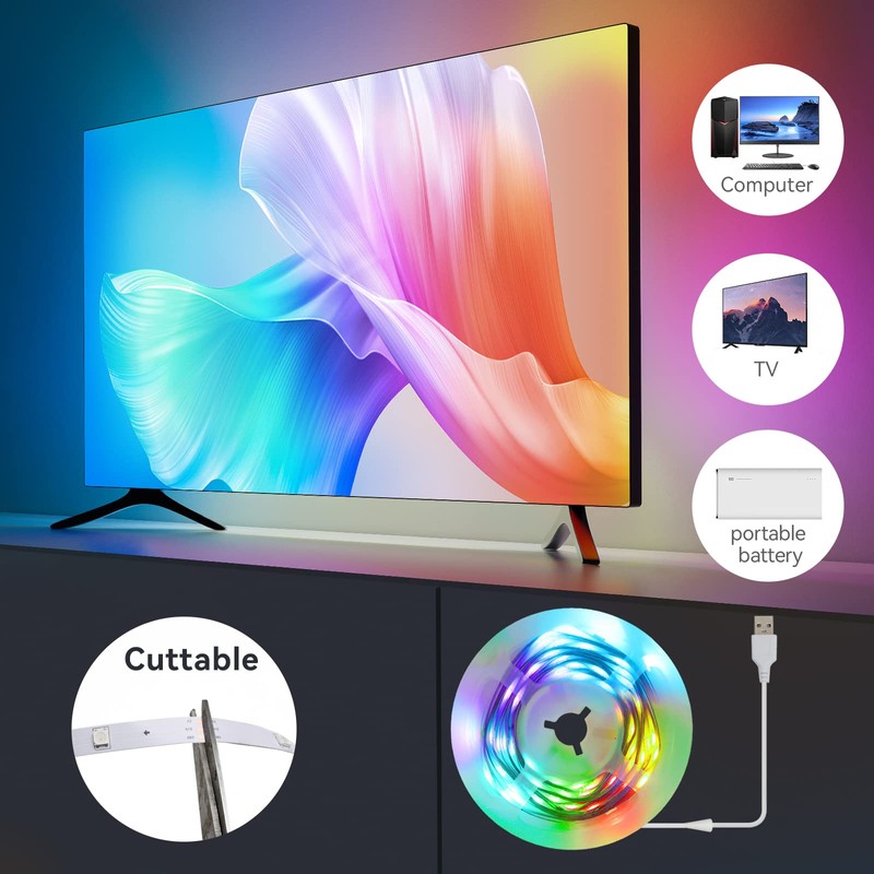 Auplf LED TV Backlight RGBIC LED Strip 5 m for