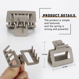 FAELBATY Small Square Hair Claw Clips for Thin Hair 1.6" Medium Size Rectangle Hair Clips Matte Non-slip Hair Accessories for Women and Girls (8-multi color)