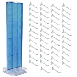Azar Displays 700770-BLU-6B50 TWO-SIDED PEGBOARD FLOOR DISPLAY NON- REVOLVING ROUND STUDIO BASE. PANEL SIZE: 16" W X 60" H, Blue, (50-Pack 6" Hooks Included)
