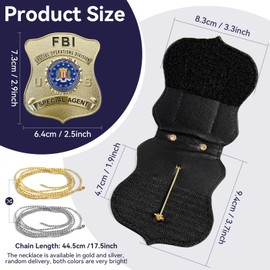 Jefuzh Detective Costume Accessory, Cosplay Badge with Faux Leather Holder, Enameled & Plated, Catch Design, Opulent Shield Badge FBl