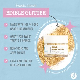 Sweets Indeed Edible Glitter, Perfect for Drinks, Cocktails, Beverages & Cake Decorating, Dessert Cake Topper, 4 grams (Gold 4g)