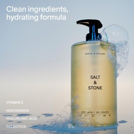 Salt & Stone Body Wash with Antioxidants for Deep Moisture | For Women & Men, Sulfate, Paraben, & Dye Free, Leaving Skin Soft and Hydrated | Santal & Vetiver Refill 32 fl oz